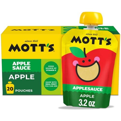 Mott's Applesauce, Made from Real Fruit, No Artificial Flavors, Good Source of Vitamin C, 3.2 oz Clear Pouches, 20 Pack