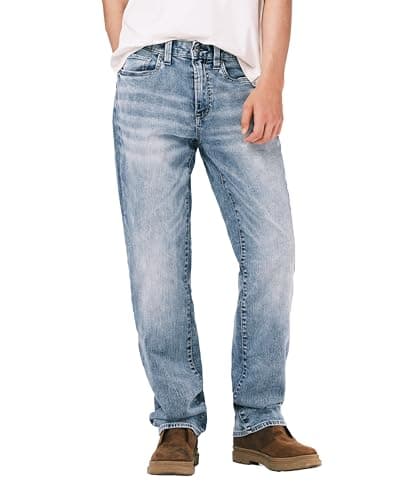 Buffalo David Bitton Men's Relaxed Straight Leg Driven Jean, Sandblasted Blue Wash Indigo, 38W x 34L