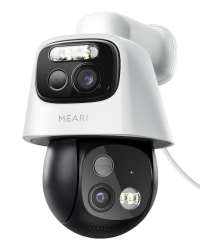 MEARI 2.5K Dual Lens Plug-in WiFi Cameras for Home Security Indoor/Outdoor | No Monthly Fee, WiFi6 2.4/5GHz PTZ Auto Tracking Color Night Vision, Person/Pet/Vehicle AI Detection, Work with Alexa&Google
