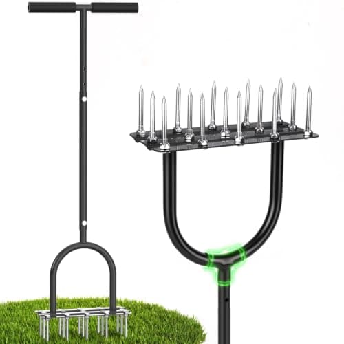 Lawn Aerator Tool, Heavy Duty Manual Grass Aerator for Lawn(Black)