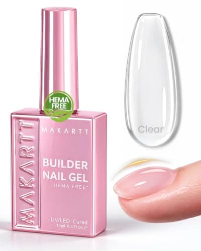 Makartt HEMA-Free Gel Builder: 8-in-1 Clear UV Light Builder Nail Gel 15ML | TPO-Free, Self Leveling, Apex Build, Strengthener, Nail Glue, Repair, Salon Home DIY Use, 28 Days Long Lasting, Low Odor