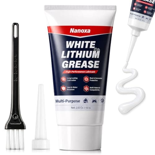 Nanoxa White Lithium Grease, 2.12 Oz Garage Door Lubricant with Brush, Multi-Purpose Lubricant Lithium Grease for Hinges, Gears, Bearings, Bike & Tracks, Ideal for Marine, Automotive, Industrial, Home
