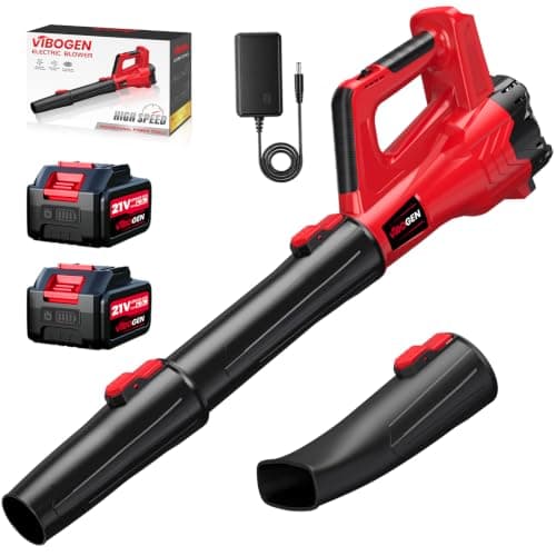 Electric Leaf Blower Cordless with Battery and Charger for Lawn Care Small | Portable Hand Held Lightweight 2 Speed Modes Leaves Blower 420CFM 150MPH with 2x4.0Ah Batteries for Patio Yard (Red)