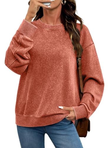 SHEWIN Acid Wash Sweatshirt For Women Crewneck Long Sleeve Pullover Tops | Cotton, Loose Fit, Streetwear, Vintage, Fall Fashion Clothes