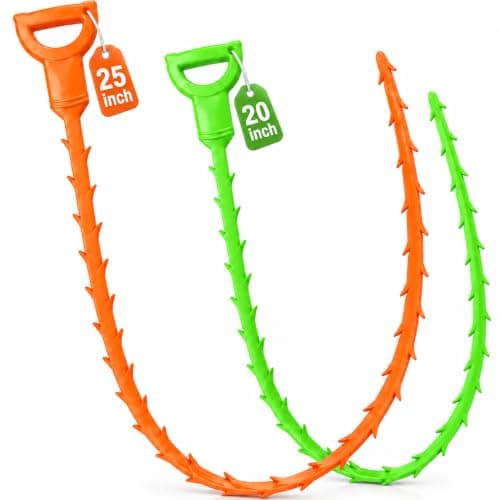 Drain Snake Clog Remover, Flexible Hair Tool for Sink & Shower(25in + 20in) | Hair snake Tool Opener, sink snake for Sewer Kitchen Sink Bathroom Tub Toilet Clogged Drains Relief Cleaning Tool