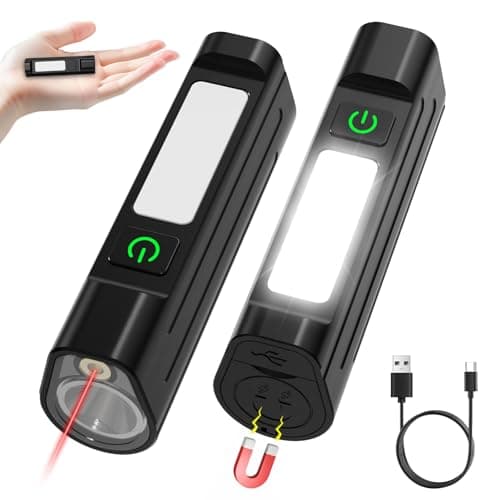 Rechargeable Small EDC Magnetic Flashlight with Red Beam & COB Work Light, 1500 Lumens Pocket Flashlight, IPX4 Compact LED Flash Light for Presentation, Pet Play, Outdoor, Car Repair, Emergency Use