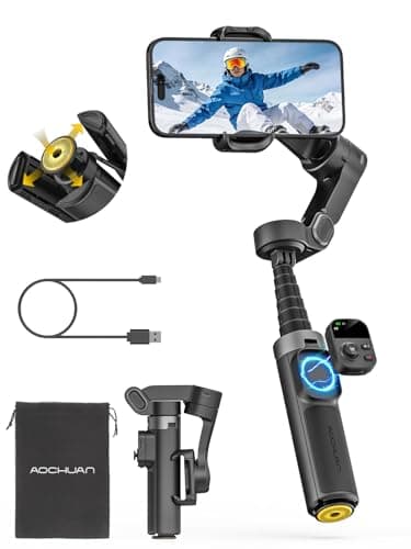 جهاز تثبيت الصورة AOCHUAN Smart X3 المزود بخاصية الدوران الكامل 360 درجة لأجهزة iPhone مع جهاز تحكم عن بُعد