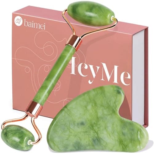 مجموعة BAIMEI IcyMe المكونة من أداة «غوا شا» وأسطوانة اليشم لتنحيف الوجه والاسترخاء