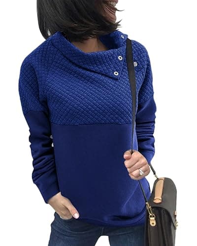 BTFBM Casual Quarter Zip Sweatshirt For Women Fall Winter Clothing 2026 | Comfy Long Sleeve Sweatshirts, Lapel V Neck Zipper, Trendy Y2K Tops, Quilted Pullover, Sport, Work, Holiday, Airport Outfits