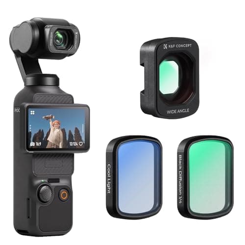 K&F CONCEPT Magnetic Wide Angle Lens&1/4 Black Diffusion&Cool Tone Filter | Compatible with DJI Osmo Pocket 4/3, 3 Pack Wide Angle Black Diffusion 1/4 Cool Tone Filters Accessories, FD161