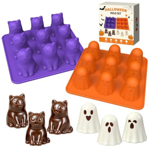 3D Halloween Ghost Silicone Molds 2 Pack, 9 Cavity Chocolate Candy Molds