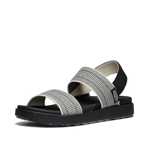 KEEN Women's Elle Backstrap Casual Platform Open Toe Wedge Sandals, Black/Star White, 7