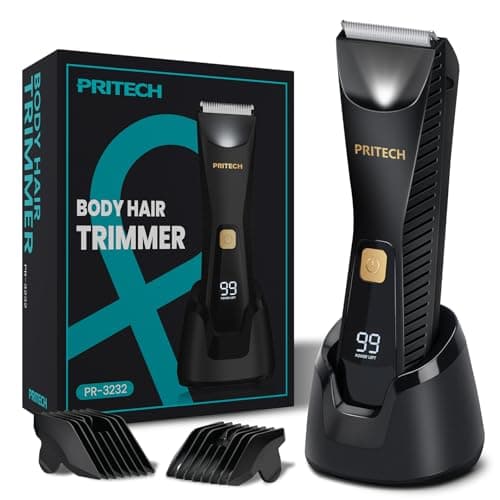 PRITECH Manscape Body Hair Trimmer - Waterproof Pubic Hair Ball Trimmer, Ceramic Blade Shavers Electric Razors for Men with USB-C Charging, Wet/Dry Use, Nick-Free Mens Grooming Kits, Gifts for Men