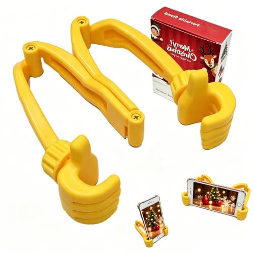 Thumbs Up Phone Stand Universal for Tablet & Phone 4-10.6" Foldable | Fun stocking stuffer gift for teens boys girls adults, folds to 4.9x2.5", 360° rotatable plastic thumbs