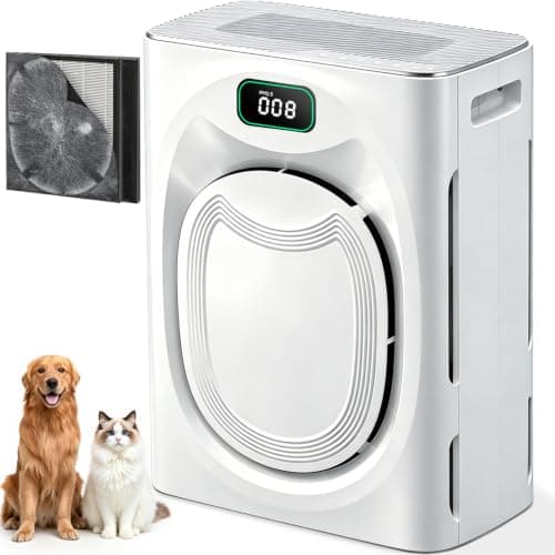 Pet Hair Air Purifier for Large Room Up to 2100 Ft² | H13 HEPA Double-Sided Pet Hair Filter, Adsorbs Pet Hair Dander Odor Smoke, Washable Pre-filter, PM2.5 Air Quality Monitor