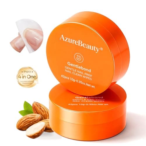 AZUREBEAUTY 4-in-One Nail Prep Pads-Dehydrator & Primer Wipes for Gel, Acrylic & Press On Nails, No Spill, No Brush, Fast & Easy Nail Cleaner Prep, Travel Friendly 84PCS (2 Boxes)