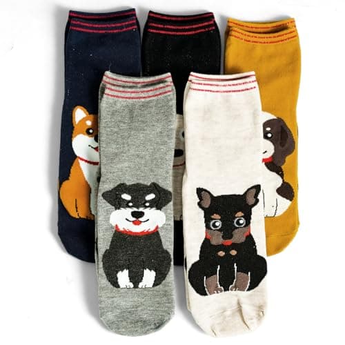 LovinPet Women's Socks, Pet Lover Socks, 5 Pairs | Adorable pet-themed cozy socks for pet moms and dads, with a stylish design for comfortable everyday wear.