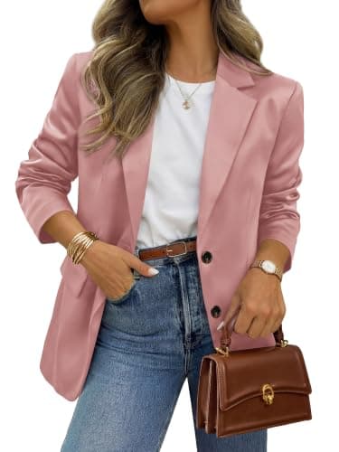 BTFBM Satin Long Sleeve Blazers For Women Business Casual 2026 Fall Clothes | Dressy Button Down Blazer, Open Front, Work Office Suit Jackets with Pocket, Club, Going Out Outfits, Winter Fashion Clothing