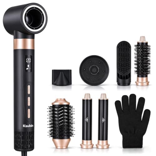 8 in 1 Hot Air Brush Set, Blow Dryer Brush & Hair Dryer Brush for Blowout | Auto Wrap Curlers, Multi Styler Hair Tool, Ionic Blowout Brush, Hair Styling Tools For Curling, Straightening & Volumizing