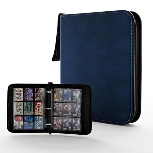 Premium 3 Ring Binder 9 Pocket Card Binder,Flekko 720 Double Sided Pocket PU Collection Binder,Baseball Card Binder for Sports Cards, MTG, TCG and Yugioh Card (Dark Bule)