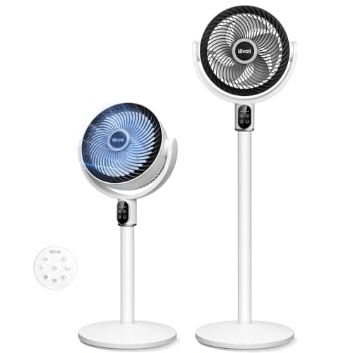 Levoit Standing Fan for Bedroom, 2-in-1 Pedestal & Tabletop Oscillating Fan | 20dB Quiet, Floor Fan with 90° Oscillation,1024 CFM Airflow, DC Motor, 5 Speeds, 12H Timer, Remote, for Home, Room, White