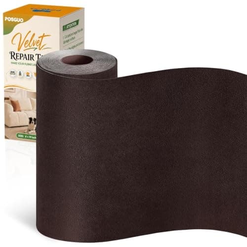 Self Adhesive Couch Patch Repair Fabric Velvet Tape Dark Brown, 4x79 Inch