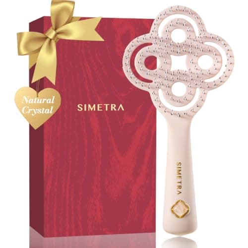 Simetra Detangler Hair Brush for Woman and Men, Original Detangling Brush for Curly Hair/Fine &Thick/Wet & Dry Hair, Flexible Bristles Hairbrush - Natural Crystal Inlay & 14K Gold Plating