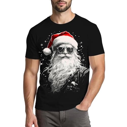 Christmas Shirts for Men: Funny Santa Claus Crewneck Graphic Tee