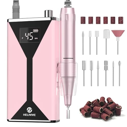 HELIVIVE Professional Electric Nail Drill 45000RPM Cordless Nail File