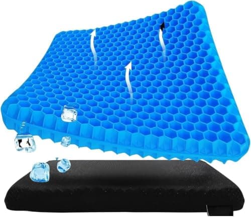 GTPLAYER Gel Seat Cushion, Breathable Honeycomb Cooling Gel Pad, Pressure Point Absorption for Hip Pain, Suitable for Office Chair, Car & Home