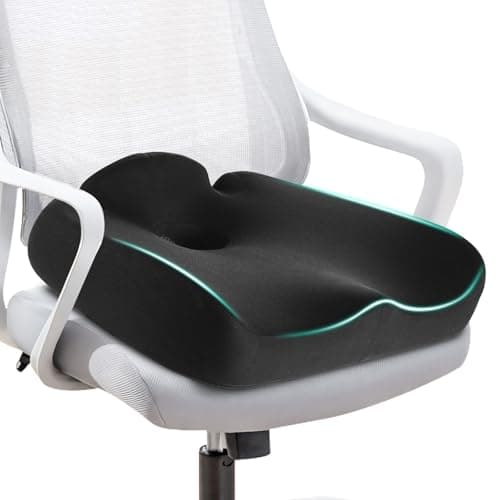Ergonomic Memory Foam Seat Cushions for Office Chairs –Office Chair Cushion for Coccyx, Tailbone & Pressure Relief –Large Desk Chair Pad for Office, Gaming & Long Sitting,Washable Non-Slip Cover