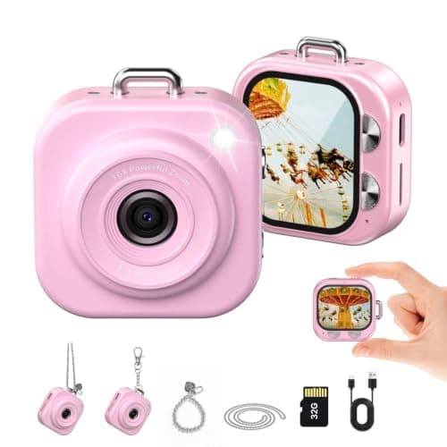 W & O Mini Keychain Camera,1080P Mini Digital Camera with 32GB Card | 750mAh long Battery keychain camera,Zinc Alloy Body,2" HD LCD Display & Flash,Pocket-Size Small Camera for Travel, Birthday