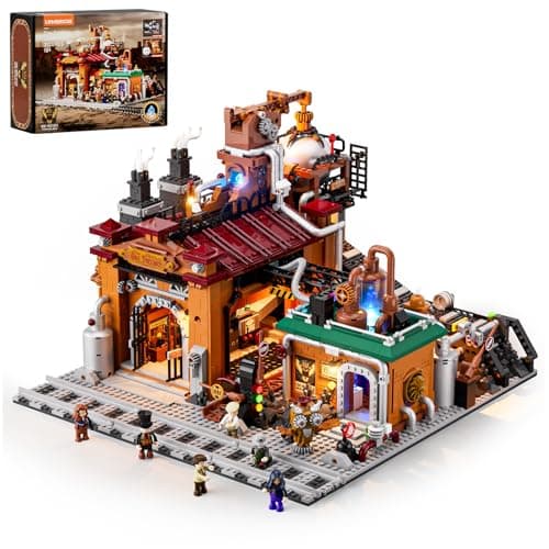Lumibricks Steampunk Ore Factory Lighting Building-Bricks Set, 3138 Pcs Interactive Mechanical Factory Collection Display Set for Adults and Steampunk Lovers