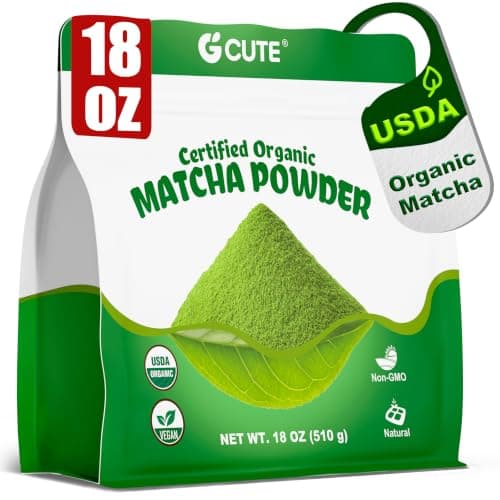 Organic Matcha Powder, 18 oz | Natural Drinks Pure Tea Powder | Organic Certification & Non-GMO | for Matcha Latte, Smoothies, Baking, and Beverage Preparation | Gluten-Free & Vegan