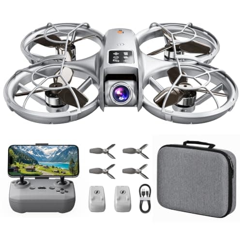 Mini Drone with HD FPV Camera, Beginner Friendly RC Quadcopter for Teens Adults, 90° Tilt Lens, Altitude Hold, One Key Takeoff, 3D Flips, 3 Speed Modes, 2 Batteries 25 Mins Flight, Indoor Outdoor Gift (Gray)