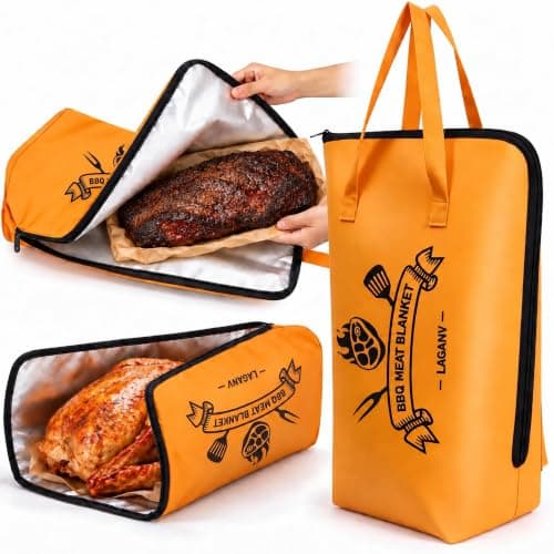 LAGANV BBQ Blanket for Resting Meat 21 in, Odor-Resistant Meat Resting Bag | One-Piece TPU Liner Resists Leaks & Odors. 5-Layer Insulation Retains Heat & Juices. Fits Brisket, Ribs, Pork Butt & Turkey.