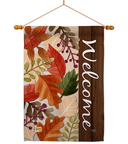 Breeze Decor HS113082-BO-03 Autumn Leaves Fall Harvest & Autumn Decorative Vertical House Flag Set, 28" x 40", Thick Fabric