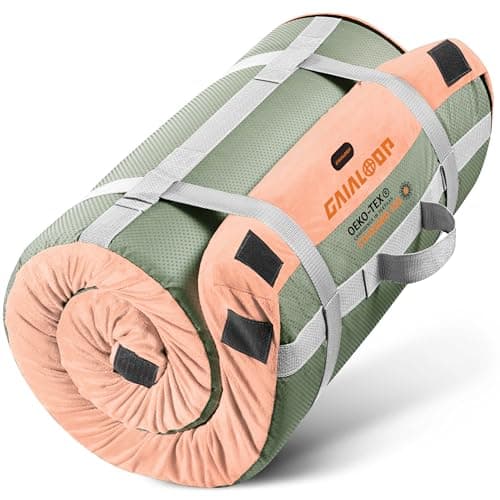 GAIALOOP Memory Foam Glamping Roll Up Futon Mattress, Japanese Floor Bed Camping Mattress Sleeping Mat for Indoor and Outdoor