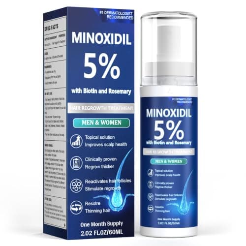 Minoxidil for Men and Women, Hair Growth Serum with Biotin, Rosemary and Batana for Hair Beard Regrowth Treatments Extra Strength Hair Loss Solution, Clinically Proven to Regrow Thicker, 60ML