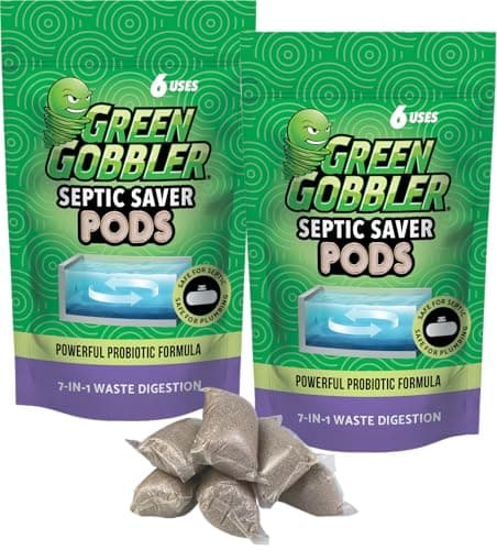Green Gobbler Septic Tank Treatment Packets, 12 Month Supply - Powerful Natural Bacterial & Enzymes to Prevent Costly Septic Issues, Back-Ups, Foul Odor