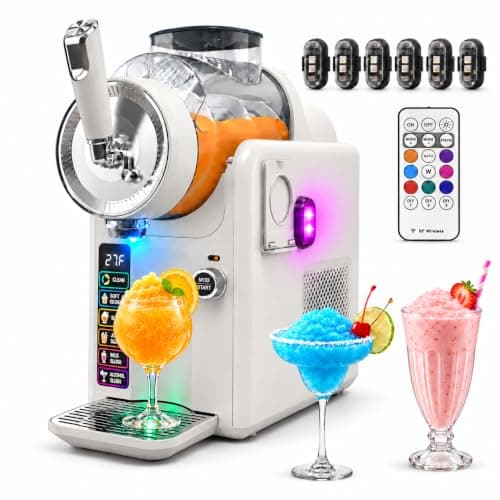 Slushie & Soft Serve Ice Cream Machine with LED Party Lights, No Ice Needed | LED Display, 5 Presets for Effortless Frozen Treats, Large Capacity for Sharing, Easy Cleanup, Remote-Controlled Party Lights