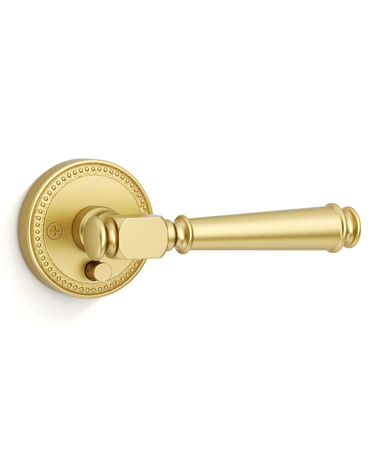 Amerdeco 6 Pack Brushed Gold Privacy Interior Door Handles | Thumb-Turn Privacy Lock,Fits 1-3/8"-1-3/4" Doors,Adj. 2-3/8"-2-3/4" Latch,Heavy-duty Zinc,Easy DIY Setup