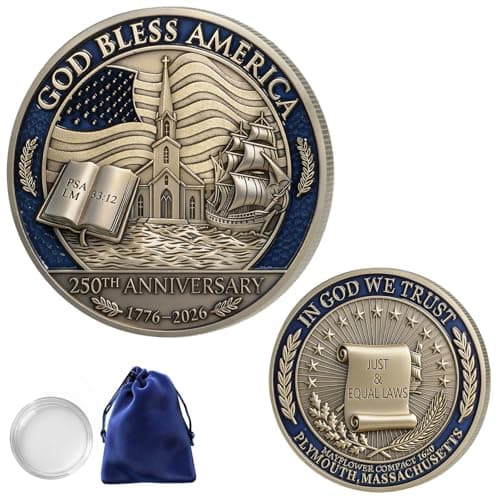 1PCS USA 250th Anniversary Coin 1776-2026, Christian | Die-Cast with Baked Enamel, Vibrant Long-Lasting Color, Christmas & Thanksgiving Gift