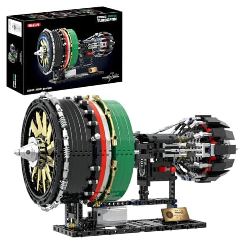Turbojet Engine Building Set, Aircraft Engine Model kit that Run, Build Your Own Mini Aircraft Model Engine Kit with Motor, STEM Mechanical Physical Science Educational Toys for Kids Adults (1089 PCS)