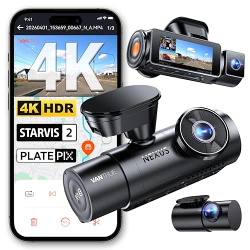 Vantrue N4 Pro S 4K 3 Channel Dash Cam, Triple STARVIS 2 HDR Car Camera | 4K+1080P+2.5K Front and Rear Inside Dashcam, IR Night Vision, 24/7 Buffered Parking Mode, GPS, Wi-Fi, Support 1TB (RC18)