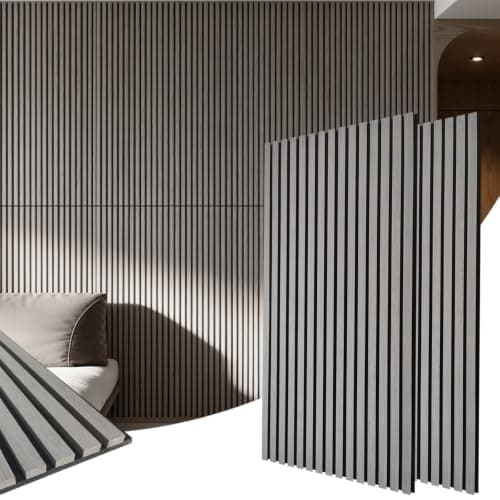 Grey Wood Slat Wall Panel 2 Pack 47.2" x 23.6" Acoustic Panel