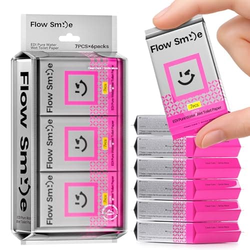 مناديل «FLOW SMILE» القابلة للتخلص منها في المرحاض، مخصصة للسفر، عديمة الرائحة، للبشرة الحساسة، 42 قطعة