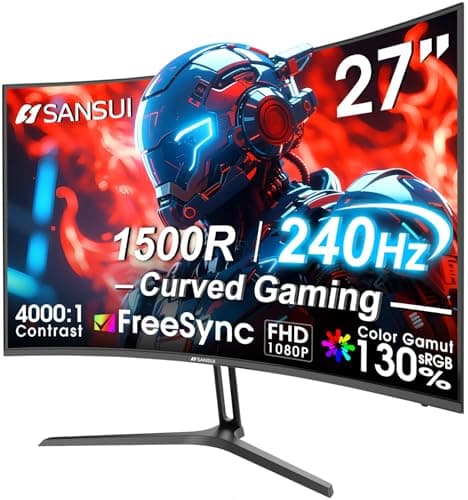 SANSUI 32 Inch Curved 240Hz Gaming Monitor High Refresh Rate, FHD 1080P | Gaming PC Monitor HDMI DP1.4, 1500R Curvature, 1Ms MPRT, HDR,Metal Stand,VESA Compatible(DP Cable Incl.)
