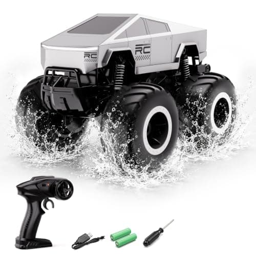 STEMTRON Amphibious Remote Control Car,1:16 RC Truck Toys | 2.4GHz 4WD with 360° Spin, All Terrain Waterproof Cyber , Pool & Beach Toys, Birthday Gifts for Boys Kids