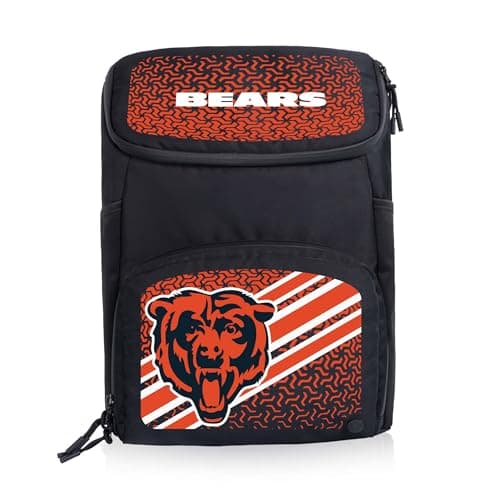 PICNIC TIME NFL Chicago Bears PTX 2.0 Tarana Upcycled Backpack Cooler, Modern Spacious Backpack Cooler with 18-Can Capacity, Fully Insulated Outdoor Bag with Water Resistant Interior, (Black)